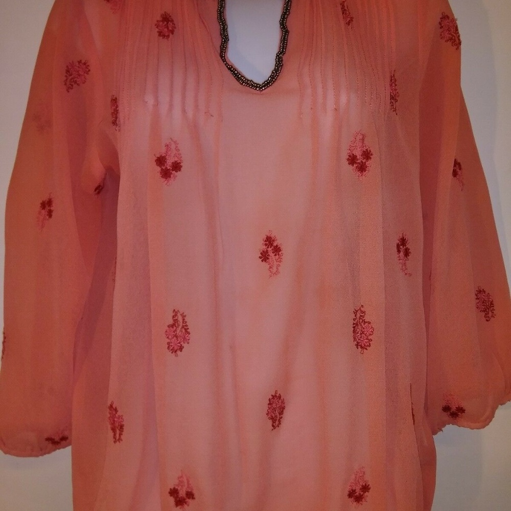Heartsoul Women's Coral Peach and Fuchsia Blouse